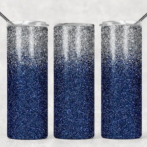 NOT A DIGITAL// Seamless//Add your own Text//Blue Silver Ombre// Sublimation Transfer// Ready To Press// 20 oz Skinny Tumbler Transfer