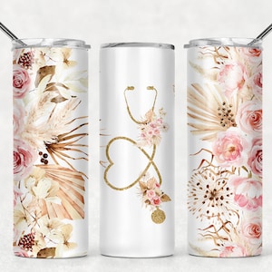 NIE CYFROWE// Bezszwowe//Kwiatowa Pielęgniarka Nowoczesna Złota Abstrakcja// Transfer Sublimacyjny// Gotowe do Prasowania// 20 oz Skinny Tumbler Transfer