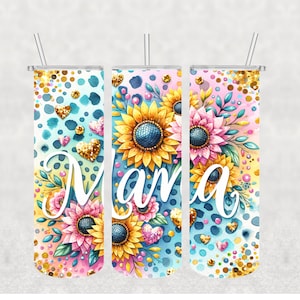 NOT A DIGITAL, MAMA Sunflower Leopard Print, Sublimation Transfer, Ready To Press, 20 oz Skinny Tumbler Transfer, Mothers Day