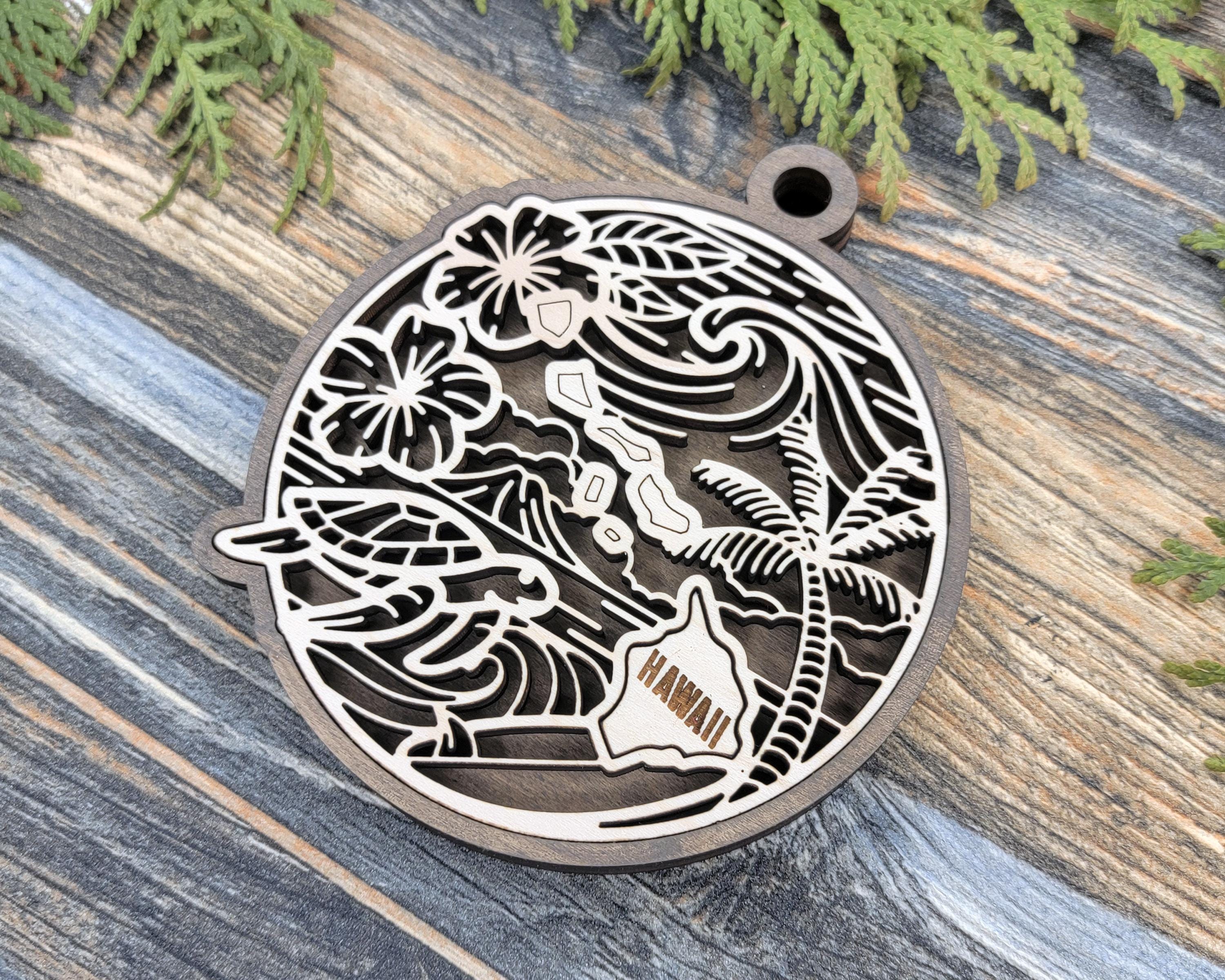 HAWAII State Ornament, Hawaii Layered & Engraved Christmas Ornament ...