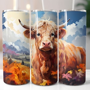 NOT A DIGITAL// Highland Cow// Sublimation Transfer// Ready To Press// 20 oz Skinny Tumbler Transfer