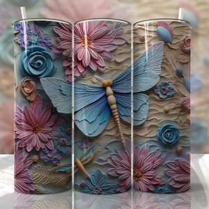 NOT A DIGITAL// 3D Dragonfly Seamless// Sublimation Transfer// Ready To Press// 20 oz Skinny Tumbler Transfer