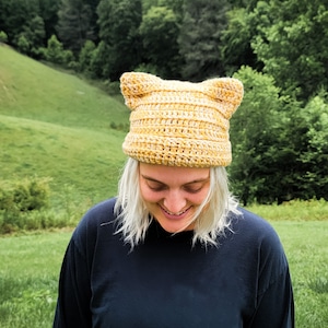 Crochet Beanie with Animal Ears | Cat Ear Hat | Fox Wolf Ears | Customizable Colors to Match Your Pet | Handmade | Crochet | Gift Idea