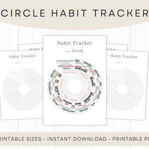Circle Habit Tracker | Printable Monthly Habit Track | Habit Challenge | Motivation Planner | PNG | Filofax A5 | Instant Download