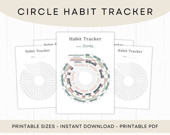 Rastreador de hábitos circulares | Acompanhamento mensal de hábitos para impressão | Desafio do Hábito | Planejador de motivação | PNG | Filofax A5 | Download instantâneo