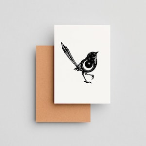 May include: Black and white illustration of a bird with a crescent moon and stars inside its body. The bird is facing right and has its wings spread out.
