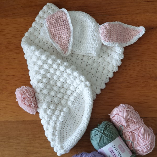 crochet baby bunny cocoon, digital pattern, easter bunny cocoon, bunny hat