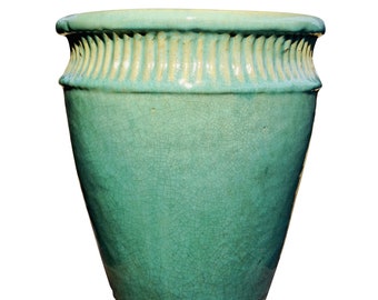 TucanoHamburg Blumentopf , Modell Vase Stripes in jade, grün / blau 27 x 29 cm, frostfest