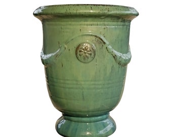 Pot de fleur TucanoHamburg, modèle Anduze jade, vert/bleu 35 x 42 cm, antigel