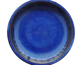 Assiette/sous-verre bleu émaillé 27 cm