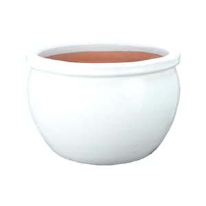 Maceta/jardinera Tucano Hamburg “Bambú” – Maceta de gres esmaltado, blanca, 19 x 12 cm, resistente a las heladas y hecha a mano.