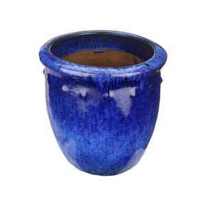 Tucano Hamburg vaso da fiori / fioriera "Bordo" - Vaso in gres smaltato, blu, 27 x 28 cm, resistente al gelo e fatto a mano