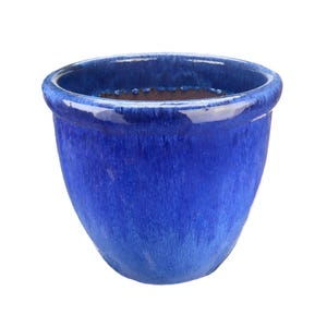 Maceta Tucano Hamburg “Farmer” – Maceta de gres esmaltado, azul, 21 x 17 cm, resistente a las heladas y hecha a mano