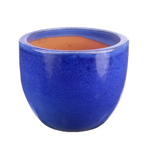 Maceta Tucano Hamburg “Egg Pot” – Maceta de gres esmaltado, azul, 36 x 30 cm, resistente a las heladas y hecha a mano