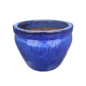 Tucano Hamburg flowerpot / planter “Bamboo Tall” – Glazed stoneware pot blue 20 x 19 cm, frost-resistant & handmade