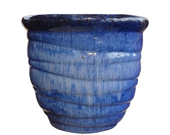 Pot de fleurs TucanoHamburg, modèle Escargot bleu 35 x 31 cm, résistant au gel