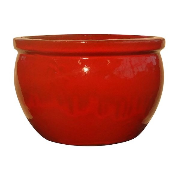 Pot de fleur TucanoHamburg, modèle Bamboo en rouge 40 x 25 cm, résistant au gel