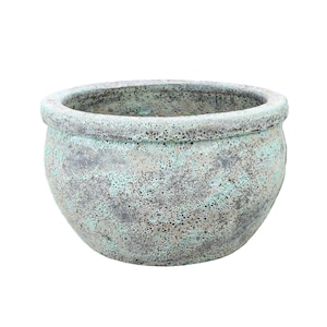 Pot de fleurs/jardinière Tucano Hamburg « Bamboo Luna » – Pot en grès émaillé 29 x 18 cm, résistant au gel et fait main