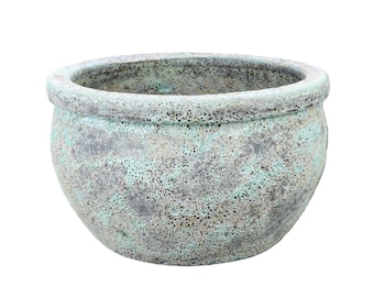 Tucano Hamburg flower pot / planter “Bamboo Luna” – Glazed stoneware pot 29 x 18 cm, frost-resistant & handmade