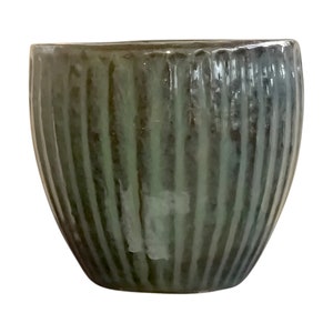 TucanoHamburg flowerpot, model eggpot stripes green/blue 35 x 31 cm, frost-resistant