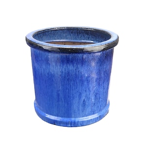 Maceta/jardinera Tucano Hamburg “Cylinder” – Maceta de gres esmaltado, azul, 20 x 17 cm, resistente a las heladas y hecha a mano