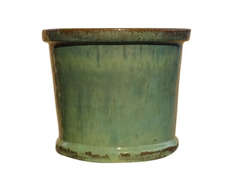 Pot de fleurs TucanoHamburg, modèle cylindrique en jade, vert / bleu 20 x 17 cm, résistant au gel