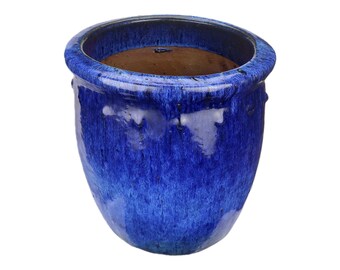 Tucano Hamburg flower pot / planter “Bordo” – Glazed stoneware pot, blue, 20 x 20 cm, frost-resistant & handmade