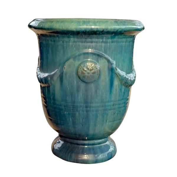 Pot de fleurs TucanoHamburg, modèle Anduze jade, vert/bleu 35 x 42 cm, résistant au gel