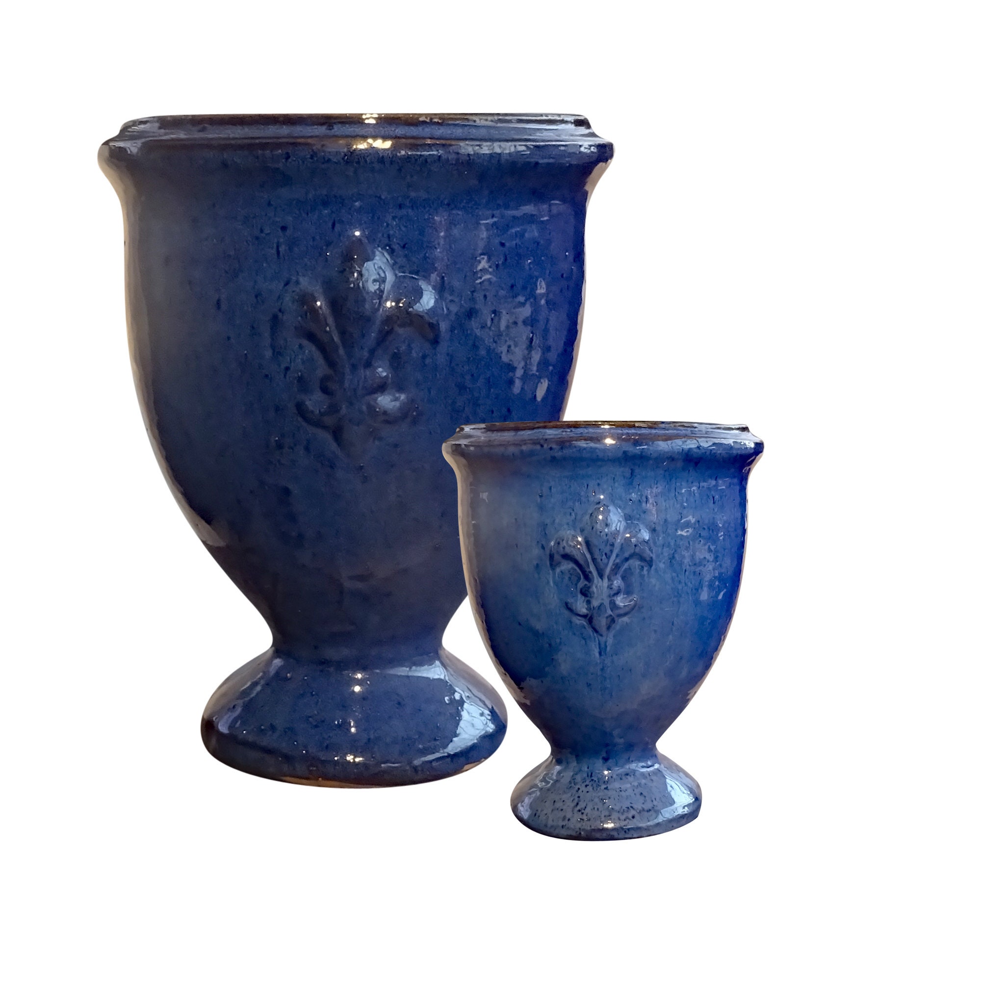 Blumentopf "Lilly" Grün/blau, Frostfest – Steinzeug, Handgefertigt, 23x28 Cm (ca. 6 Kg)