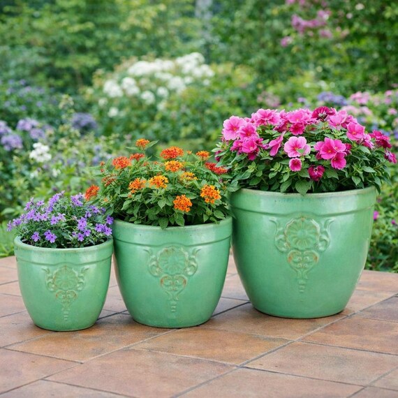 Vaso In Gres Smaltato Modello Bambù 19x13 Cm – Resistente Al Gelo, Fatto A Mano, Per Esterno, Colore Blu - 6