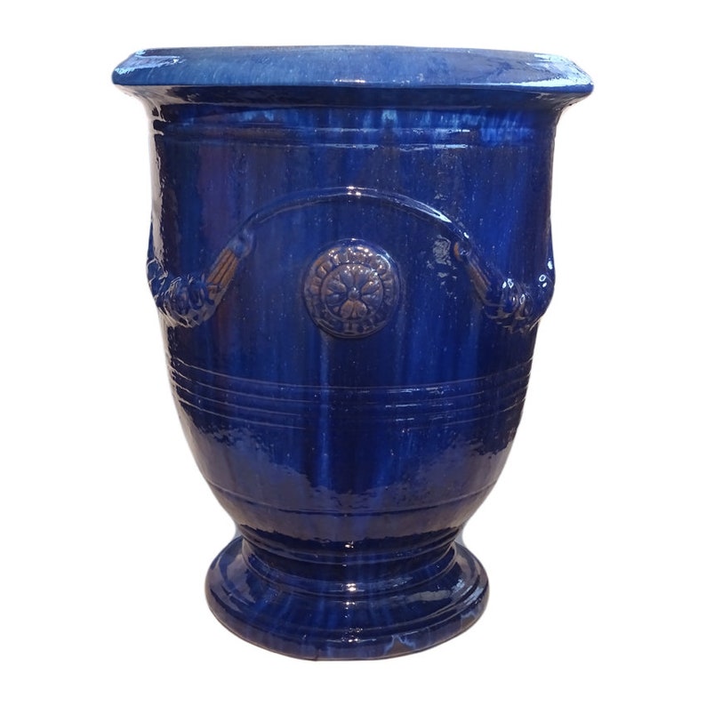 Pot de fleur TucanoHamburg, modèle Anduze bleu 35 x 42 cm, résistant au gel image 2