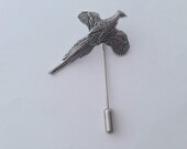 Pheasant fine English pewter on a very strong tie stick pin perfect attach a hat scarf collar coat tie jacket etc ref b8