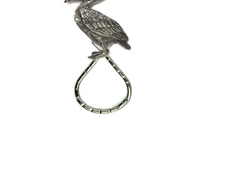 Pewter Pelican  Brooch drop hoop Holder For Glasses, Pen, ID, jewellery pewter codeus3