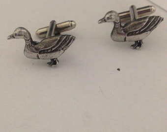 Duck R173 English pewter on cuff link / tie slide or the set handmade high details cuffs cufflinks weddings gifts etc