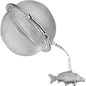 Joie Shark Tea Ball, Stainless Steel Tea Infuser with Chain, Round Tea Strainer for Loose Leaf Tea, Pack of 1