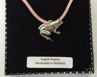 Frog on Lilly Pad Pendant In Gift Box Handcrafted in Lead Free Solid Pewter