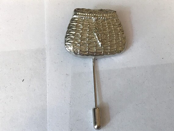 Fishing Basket TG22 Fine English Pewter on a Very Strong Tie Stick Pin  Perfect Attach a Hat Scarf Collar Coat Tie Jacket 
