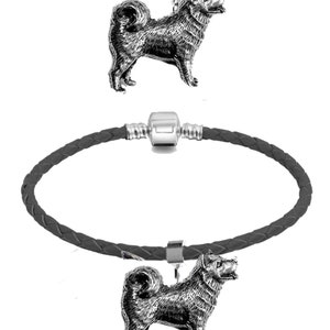 Husky Charm / Pendant on a bail which has a 5mm Hole fits Bracelet necklace European or choose the bracelet & charm refd16 dog