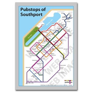 Pubstops of Southport The original pub map image 1