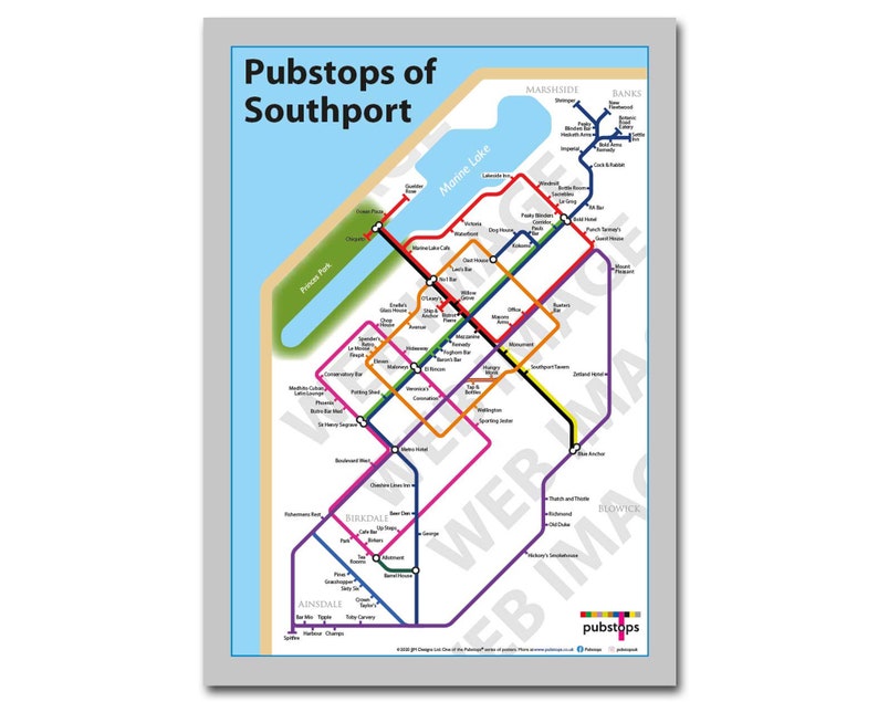 Pubstops of Southport The original pub map image 1