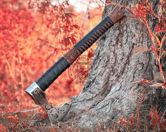 Aangepast cadeau handgesmeed koolstofstaal VIKING-bijl met essenhouten schacht, huwelijkscadeau, bijl, bijlen Beste verjaardags- en jubileumcadeau voor hem,