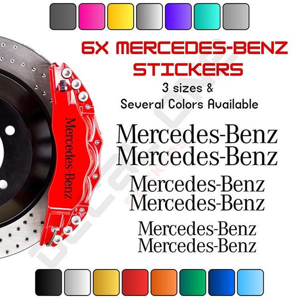 6x Mercedes-Benz Brake Caliper Decal Sticker Logo Brand Emblem H-Temp Colors, Brake Caliper Decals, Brake Caliper Stickers, Car Decals