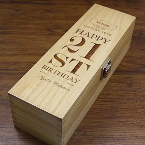 Personalised 21st Birthday Gift 2005 Wooden Champagne Wine Whisky Box [HING05] image 2