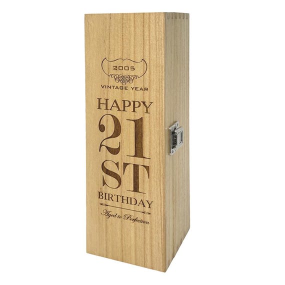 Personalised 21st Birthday Gift 2005 Wooden Champagne Wine Whisky Box [HING05]