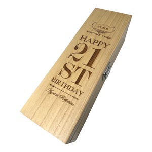 Personalised 21st Birthday Gift 2005 Wooden Champagne Wine Whisky Box [HING05] image 4