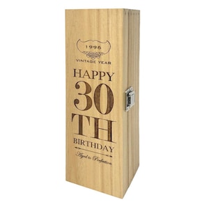 Personalised 30th Birthday 1996 Gift Wooden Champagne Wine Whisky Box [HING20]
