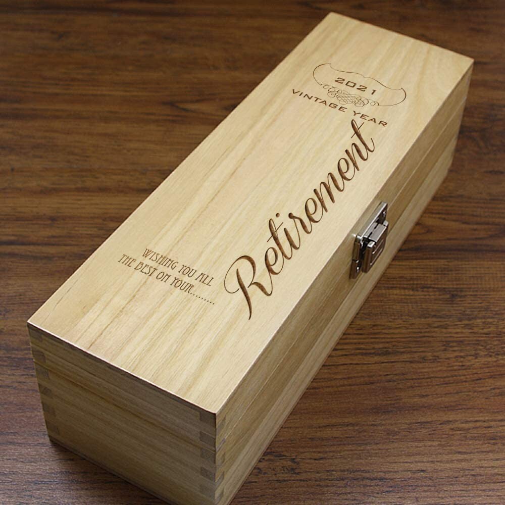 Unique Personalised Retirement Gift Luxury Wooden Wine or Etsy