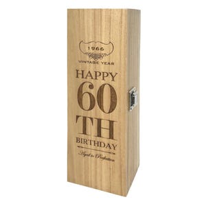 Personalised 60th Birthday 1966 Gift Wooden Champagne Wine Whisky Box [HING08]