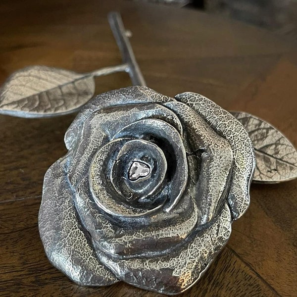 25th 25 Year Silver Wedding Anniversary Everlasting Forever Rose With Swarovski Heart Crystal Keepsake Gift [ANN106]