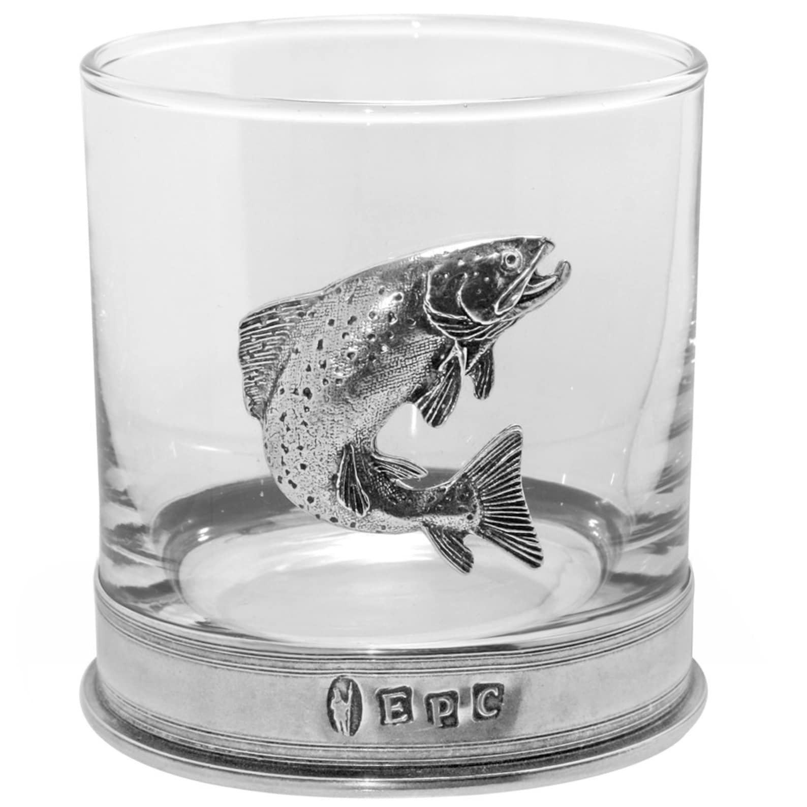 Trout Fishing Whisky Glass Tumbler with Pewter Base Etsy
